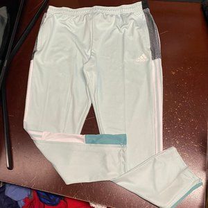 adidas Light Green Joggers with Gray and White Accents